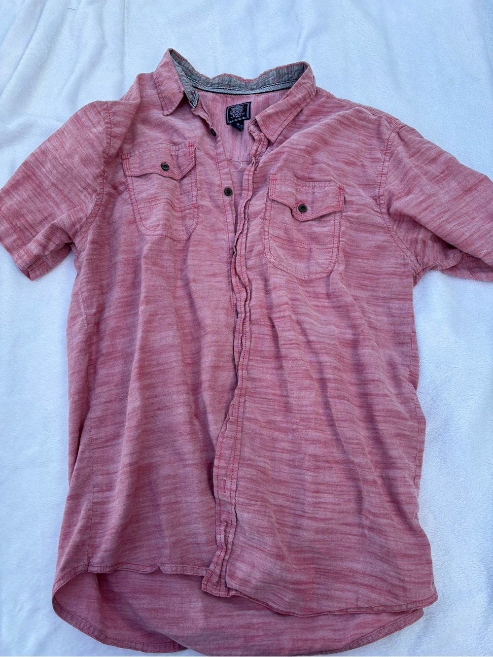 Lot of 2 - Men's Short-Sleeve Button-Up Shirts - Pink Heather & Gray